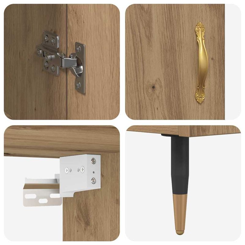 Casa si Gradina - Mobilier - Comode si corpuri - Corpuri bucatarie - Bufet Stejar Artizanal 69,5 x 34 x 180 cm Lemn compozit - Infinity.ro