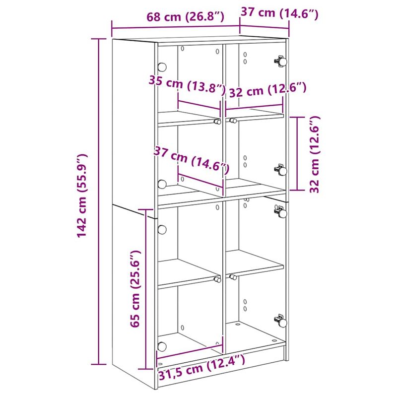 Casa si Gradina - Mobilier - Comode si corpuri - Comode - Bufet Stejar Negru 68 x 37 x 142 cm Lemn compozit - Infinity.ro