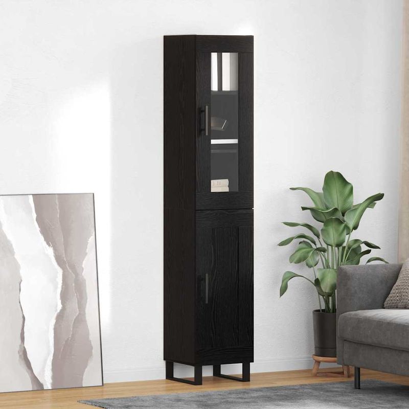Casa si Gradina - Mobilier - Comode si corpuri - Corpuri bucatarie - Bufet Stejar Negru 69,5 x 34 x 180 cm Lemn compozit - Infinity.ro