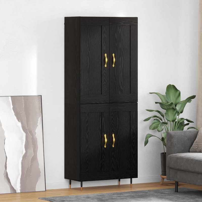 Casa si Gradina - Mobilier - Comode si corpuri - Comode - Bufet Stejar Negru 69,5 x 34 x 180 cm Lemn compozit - Infinity.ro