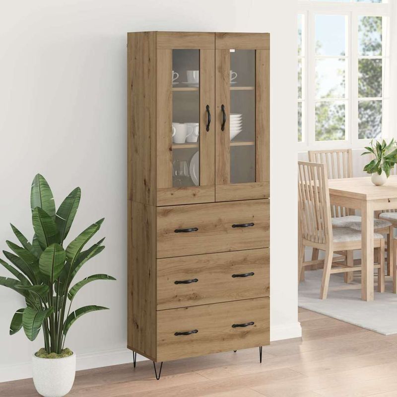 Casa si Gradina - Mobilier - Comode si corpuri - Corpuri bucatarie - Bufet Stejar Artizanal 69,5 x 34 x 180 cm Lemn compozit - Infinity.ro
