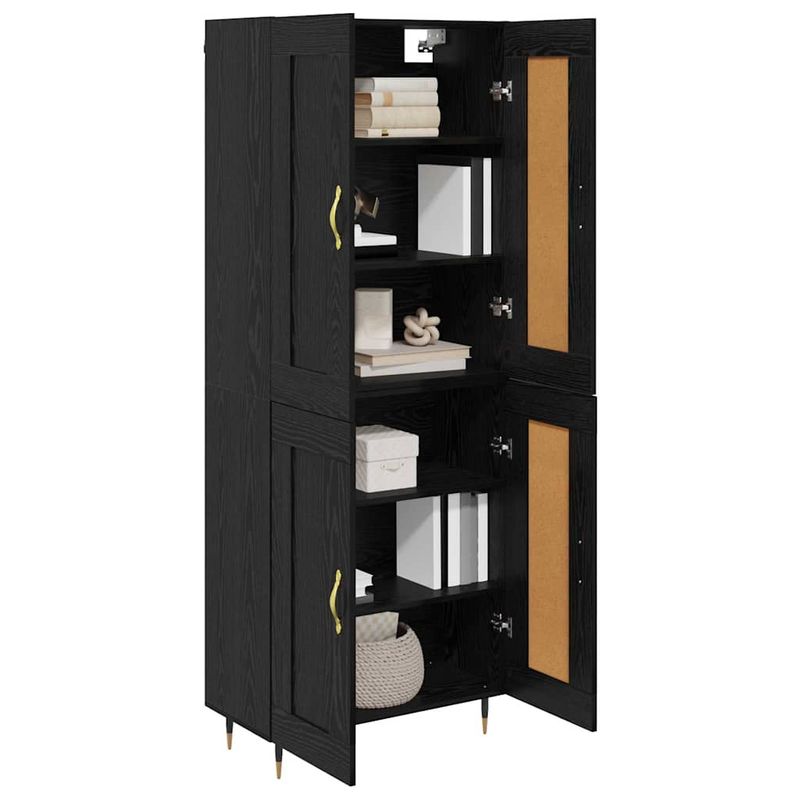 Casa si Gradina - Mobilier - Comode si corpuri - Comode - Bufet Stejar Negru 69,5 x 34 x 180 cm Lemn compozit - Infinity.ro