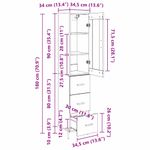 Casa si Gradina - Mobilier - Comode si corpuri - Corpuri bucatarie - Bufet Stejar Artizanal 34,5 x 34 x 180 cm Lemn compozit - Infinity.ro
