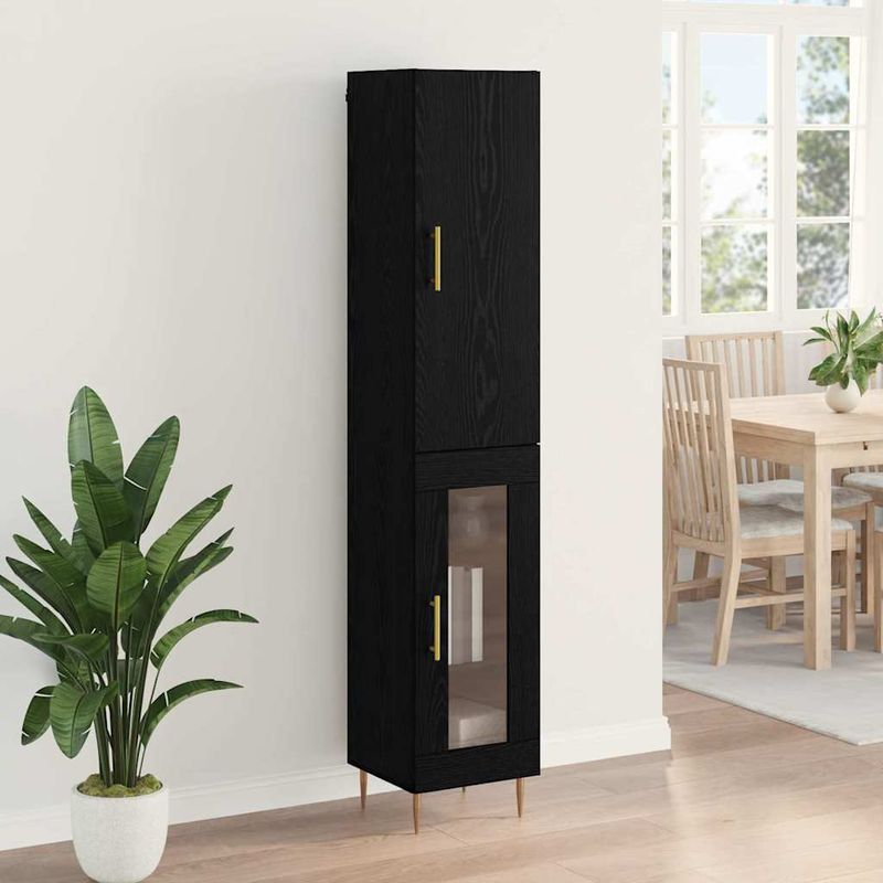 Casa si Gradina - Mobilier - Comode si corpuri - Corpuri bucatarie - Bufet Stejar Negru 34,5 x 34 x 180 cm Lemn compozit - Infinity.ro