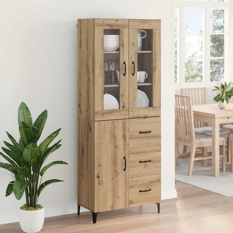 Casa si Gradina - Mobilier - Comode si corpuri - Corpuri bucatarie - Bufet Stejar Artizanal 69,5 x 34 x 180 cm Lemn compozit - Infinity.ro