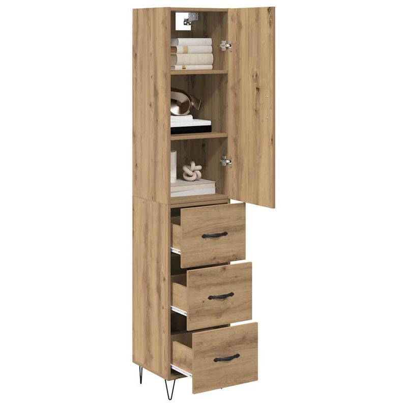Casa si Gradina - Mobilier - Comode si corpuri - Corpuri bucatarie - Bufet Stejar Artizanal 69,5 x 34 x 180 cm Lemn compozit - Infinity.ro