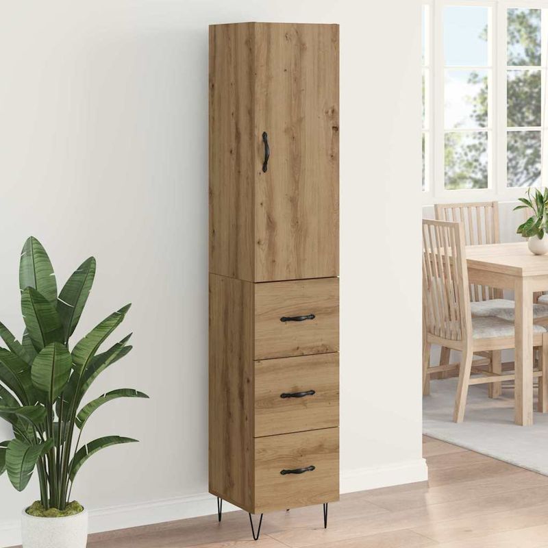 Casa si Gradina - Mobilier - Comode si corpuri - Corpuri bucatarie - Bufet Stejar Artizanal 69,5 x 34 x 180 cm Lemn compozit - Infinity.ro