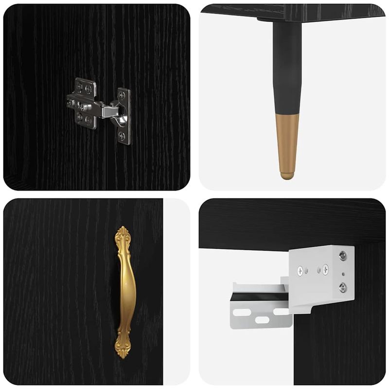 Casa si Gradina - Mobilier - Comode si corpuri - Comode - Bufet Stejar Negru 69,5 x 34 x 180 cm Lemn compozit - Infinity.ro