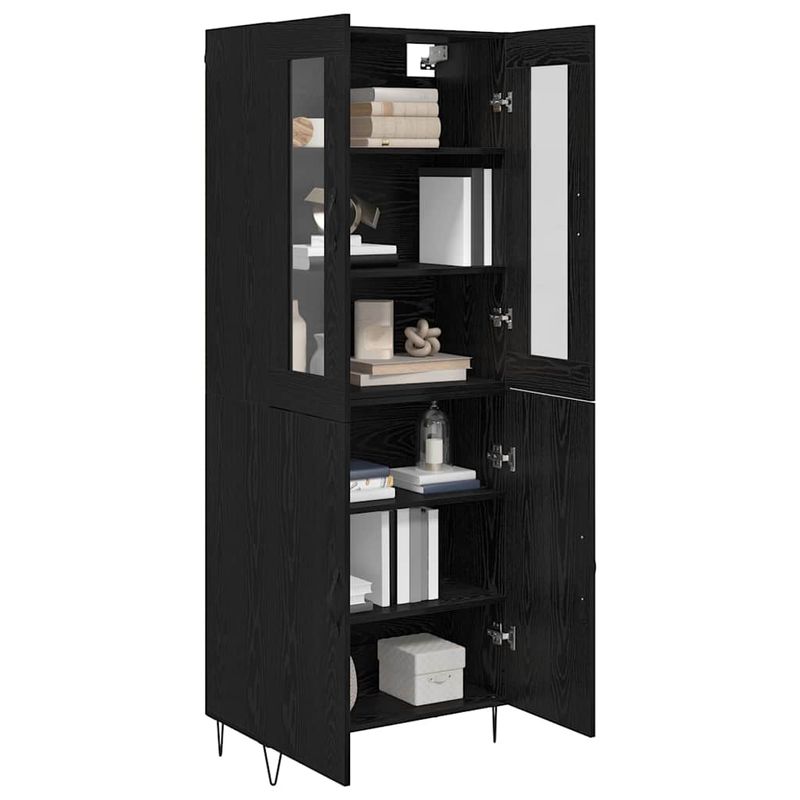 Casa si Gradina - Mobilier - Comode si corpuri - Corpuri bucatarie - Bufet Stejar alb si negru 69,5 x 34 x 180 cm Lemn compozit - Infinity.ro