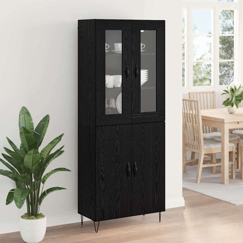 Casa si Gradina - Mobilier - Comode si corpuri - Corpuri bucatarie - Bufet Stejar alb si negru 69,5 x 34 x 180 cm Lemn compozit - Infinity.ro