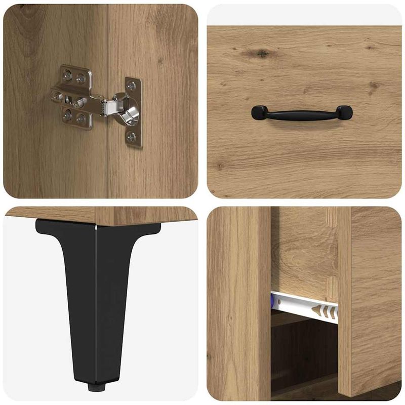 Casa si Gradina - Mobilier - Comode si corpuri - Corpuri bucatarie - Bufet Stejar Artizanal 69,5 x 34 x 180 cm Lemn compozit - Infinity.ro
