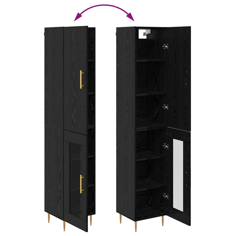 Casa si Gradina - Mobilier - Comode si corpuri - Corpuri bucatarie - Bufet Stejar Negru 34,5 x 34 x 180 cm Lemn compozit - Infinity.ro