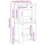 Casa si Gradina - Mobilier - Comode si corpuri - Corpuri bucatarie - Bufet Stejar alb si negru 69,5 x 34 x 180 cm Lemn compozit - Infinity.ro