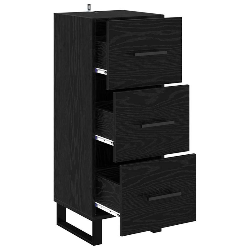 Casa si Gradina - Mobilier - Comode si corpuri - Comode - Bufet Stejar Negru 34,5 x 34 x 90 cm Lemn Ingineresc si Fier - Infinity.ro