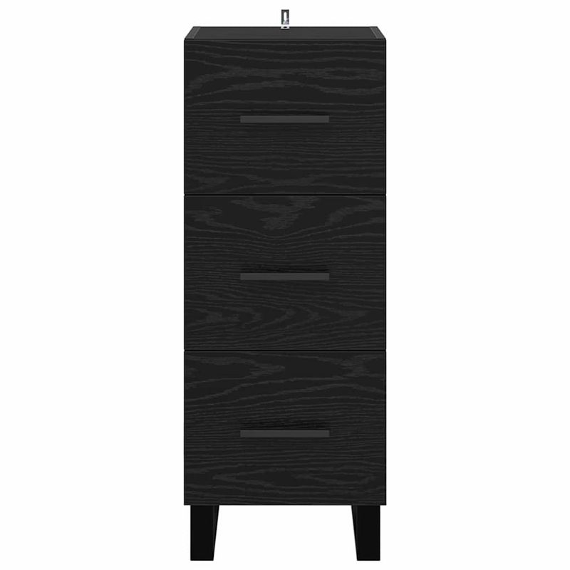 Casa si Gradina - Mobilier - Comode si corpuri - Comode - Bufet Stejar Negru 34,5 x 34 x 90 cm Lemn Ingineresc si Fier - Infinity.ro