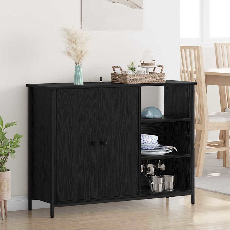Casa si Gradina - Mobilier - Comode si corpuri - Comode - Bufet Stejar Negru 100 x 33 x 75 cm Lemn compozit - Infinity.ro