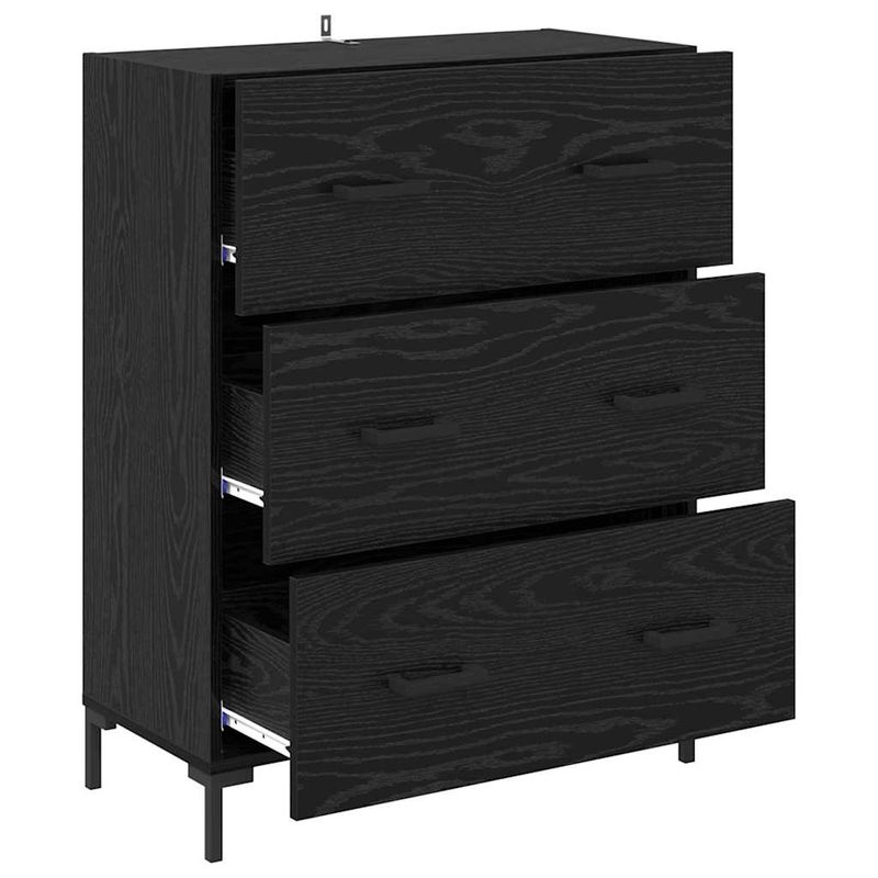 Casa si Gradina - Mobilier - Comode si corpuri - Comode - Bufet Stejar Negru 69,5 x 34 x 90 cm Lemn Ingineresc si Fier - Infinity.ro