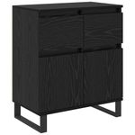 Casa si Gradina - Mobilier - Comode si corpuri - Comode - Bufet Stejar Negru 60 x 35 x 70 cm Lemn Ingineresc si Fier - Infinity.ro