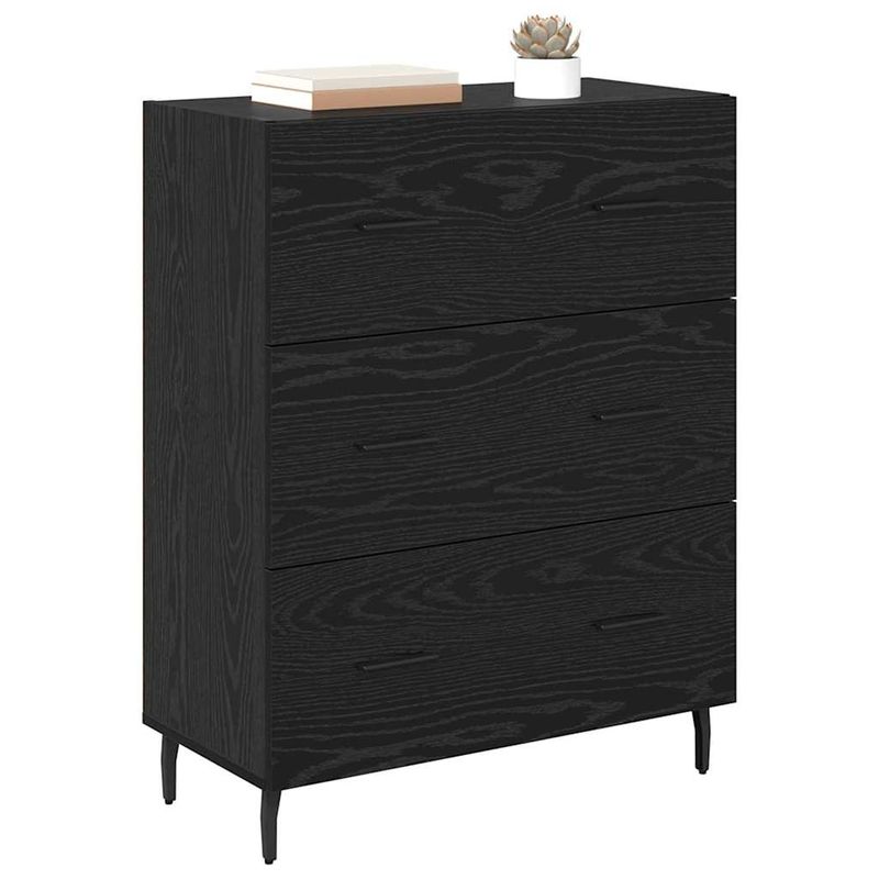 Casa si Gradina - Mobilier - Comode si corpuri - Comode - Bufet Stejar Negru 69,5 x 34 x 90 cm Lemn Ingineresc si Fier - Infinity.ro