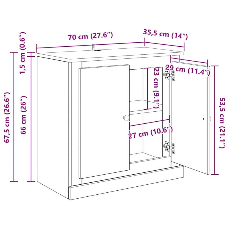 Casa si Gradina - Mobilier - Comode si corpuri - Comode - Bufet Stejar Negru 70 x 35,5 x 67,5 cm Lemn compozit - Infinity.ro