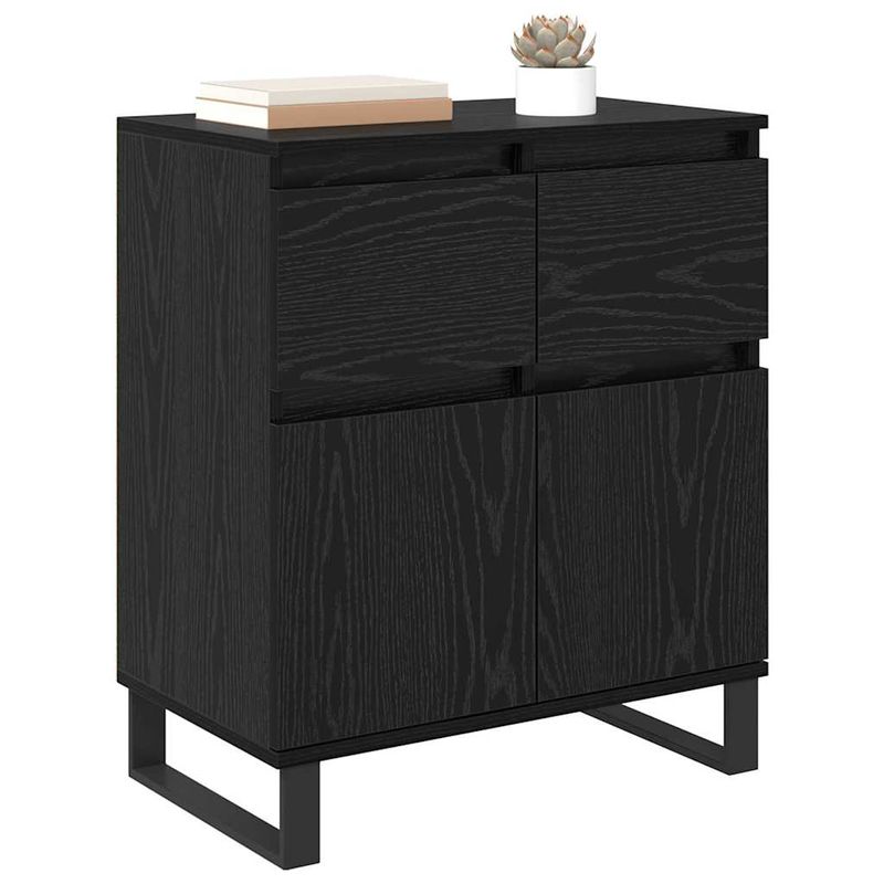 Casa si Gradina - Mobilier - Comode si corpuri - Comode - Bufet Stejar Negru 60 x 35 x 70 cm Lemn Ingineresc si Fier - Infinity.ro