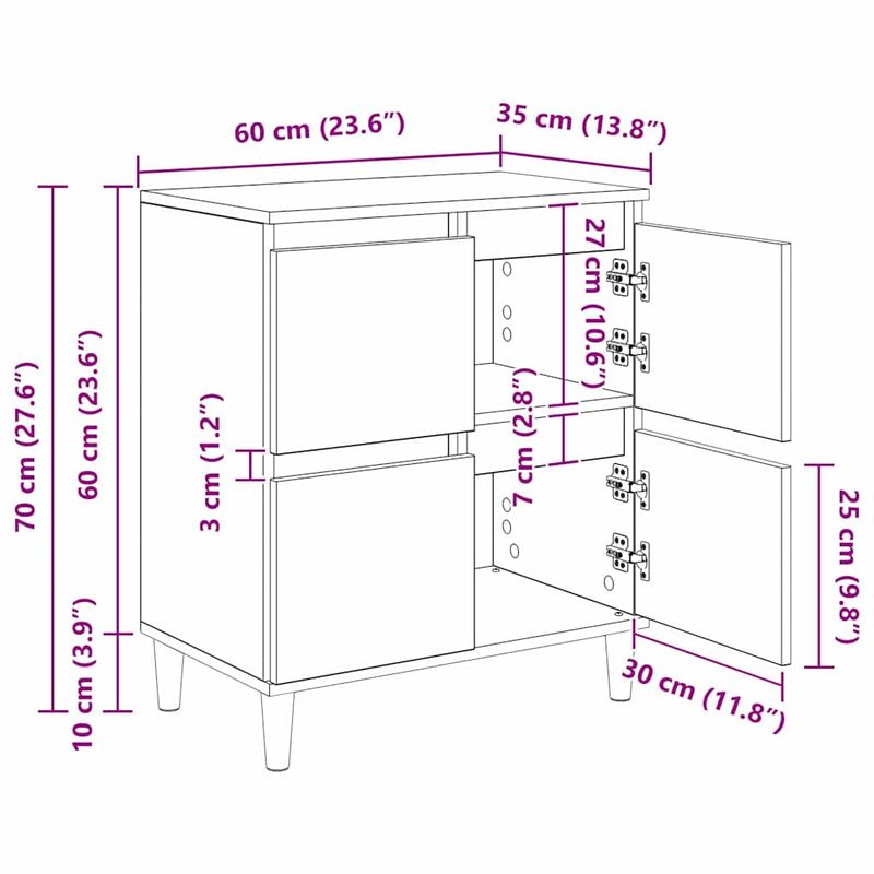 Casa si Gradina - Mobilier - Comode si corpuri - Comode - Bufet Stejar Negru 60 x 35 x 70 cm Lemn compozit - Infinity.ro