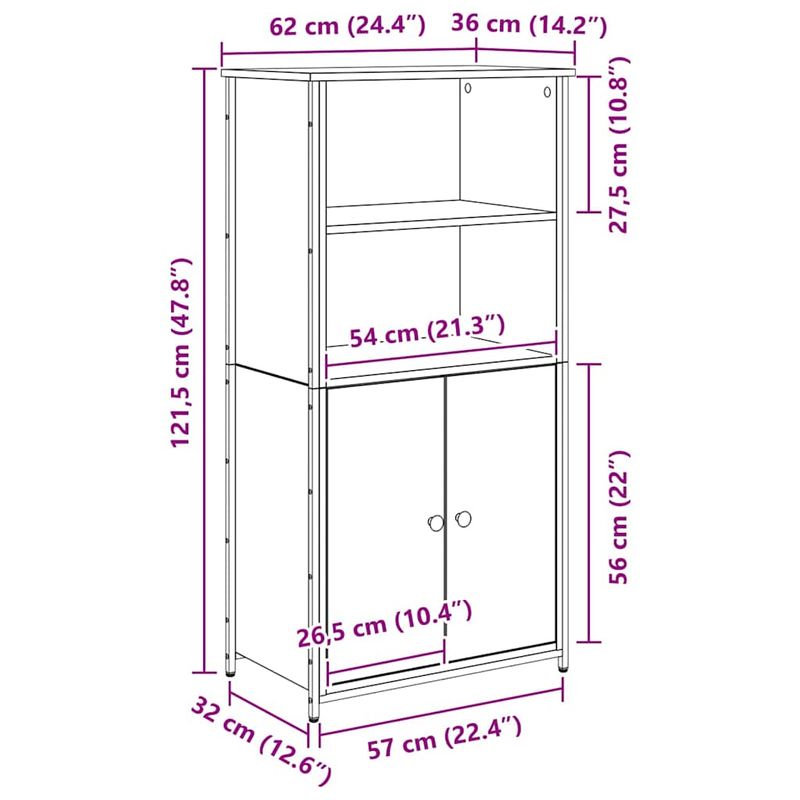 Casa si Gradina - Mobilier - Comode si corpuri - Comode - Bufet Stejar Artizanal 62 x 36 x 121,5 cm Lemn compozit - Infinity.ro