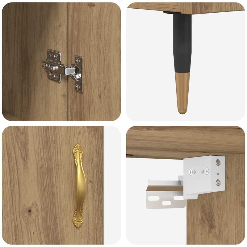 Casa si Gradina - Mobilier - Comode si corpuri - Comode - Bufet Stejar Artizanal 69,5 x 34 x 180 cm Lemn compozit - Infinity.ro