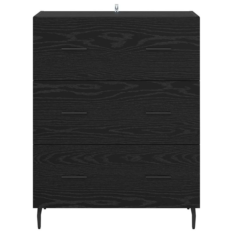 Casa si Gradina - Mobilier - Comode si corpuri - Comode - Bufet Stejar Negru 69,5 x 34 x 90 cm Lemn Ingineresc si Fier - Infinity.ro