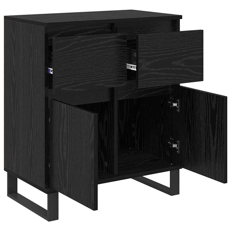 Casa si Gradina - Mobilier - Comode si corpuri - Comode - Bufet Stejar Negru 60 x 35 x 70 cm Lemn Ingineresc si Fier - Infinity.ro