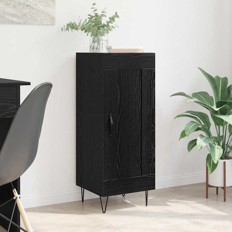 Casa si Gradina - Mobilier - Comode si corpuri - Comode - Bufet Stejar Negru 34,5 x 34 x 90 cm Lemn Ingineresc si Fier - Infinity.ro