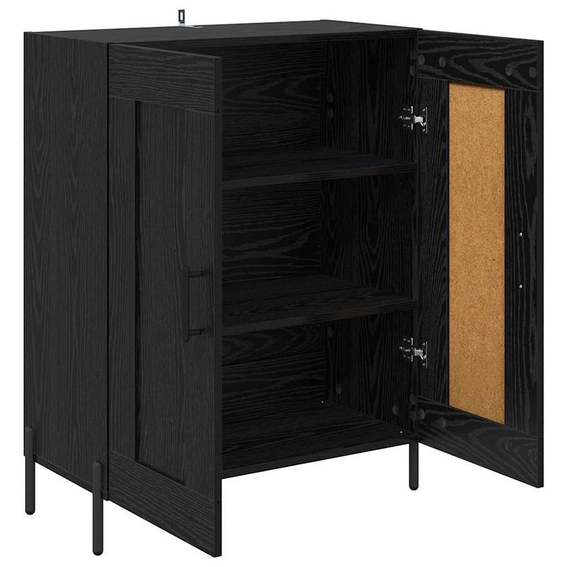 Casa si Gradina - Mobilier - Comode si corpuri - Comode - Bufet Stejar Negru 69,5 x 34 x 90 cm Lemn Ingineresc si Fier - Infinity.ro