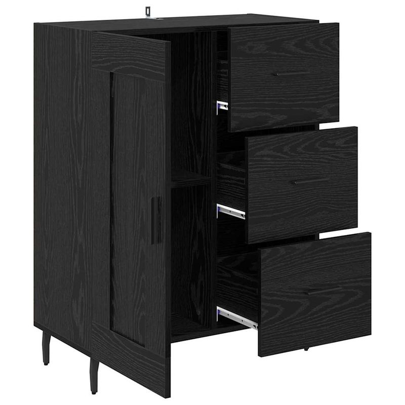 Casa si Gradina - Mobilier - Comode si corpuri - Comode - Bufet Stejar Negru 69,5 x 34 x 90 cm Lemn Ingineresc si Fier - Infinity.ro