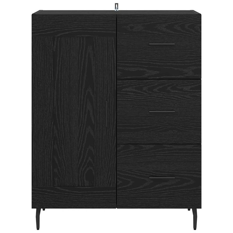 Casa si Gradina - Mobilier - Comode si corpuri - Comode - Bufet Stejar Negru 69,5 x 34 x 90 cm Lemn Ingineresc si Fier - Infinity.ro