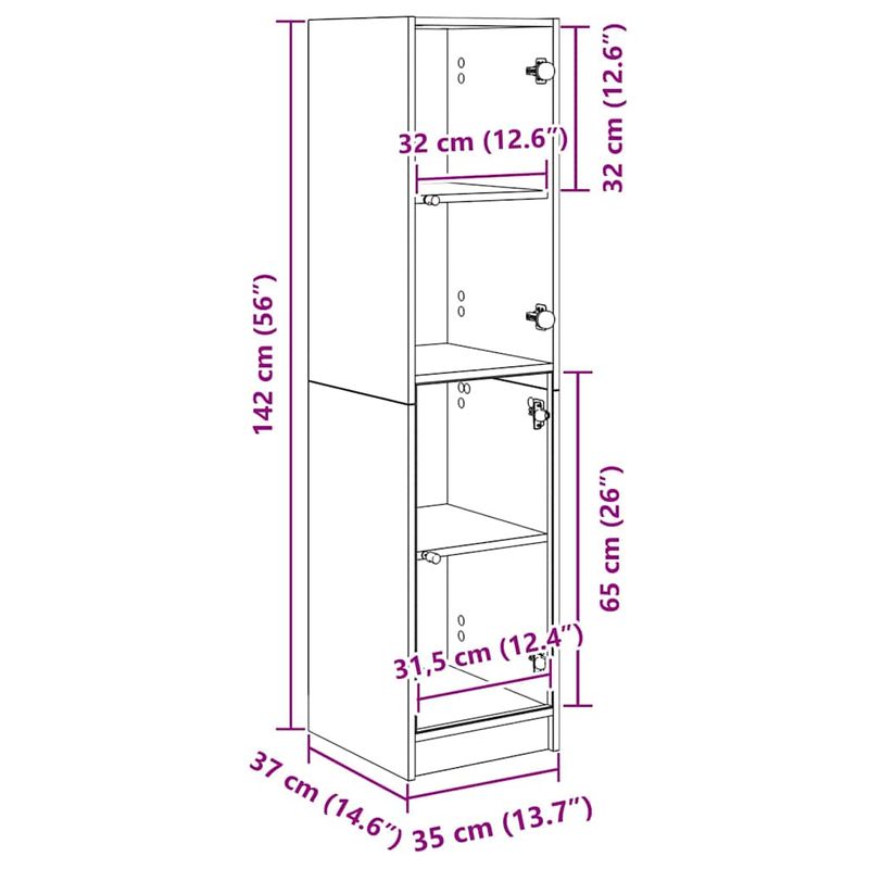 Casa si Gradina - Mobilier - Comode si corpuri - Comode - Bufet Stejar Artizanal 35 x 37 x 142 cm Lemn compozit - Infinity.ro