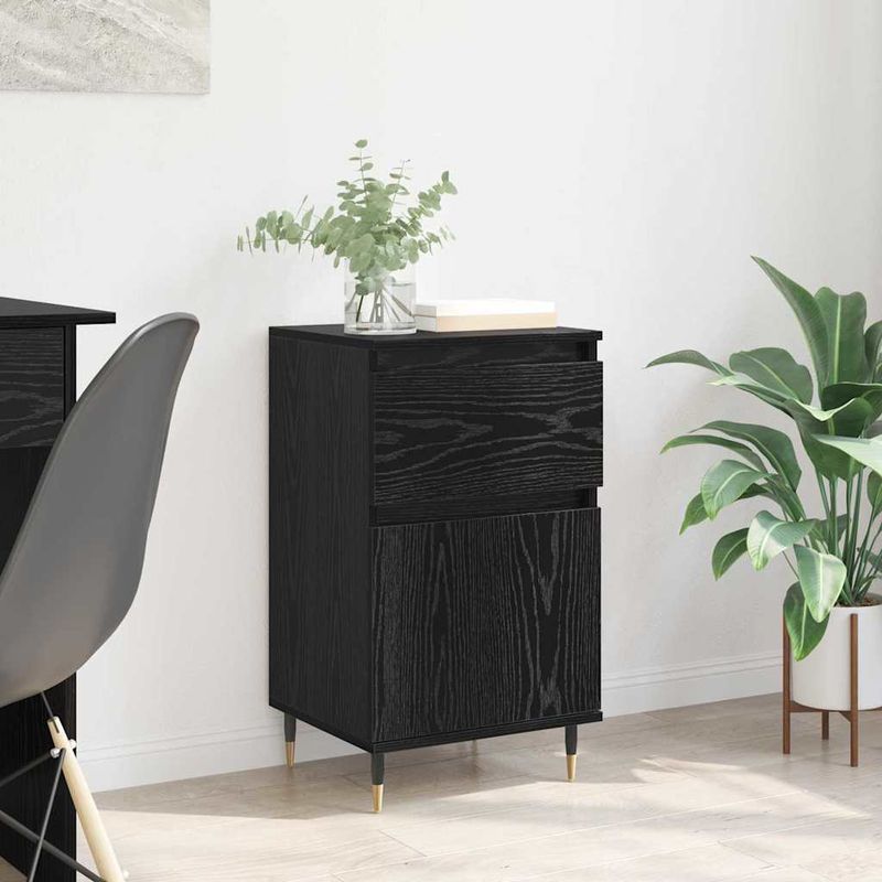 Casa si Gradina - Mobilier - Comode si corpuri - Comode - Bufet Stejar Negru 40 x 35 x 70 cm Lemn Ingineresc si Fier - Infinity.ro