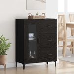 Casa si Gradina - Mobilier - Comode si corpuri - Comode - Bufet Stejar Negru 69,5 x 34 x 90 cm Lemn Ingineresc si Fier - Infinity.ro