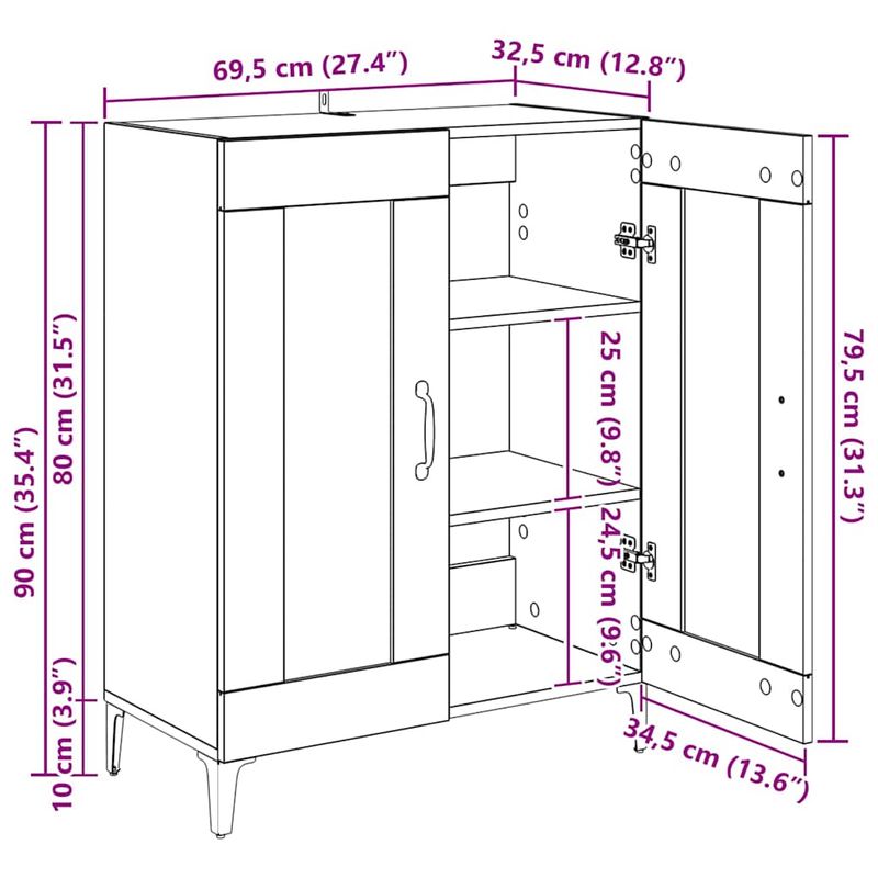 Casa si Gradina - Mobilier - Comode si corpuri - Comode - Bufet Stejar Artizanal 69,5 x 34 x 90 cm - Infinity.ro