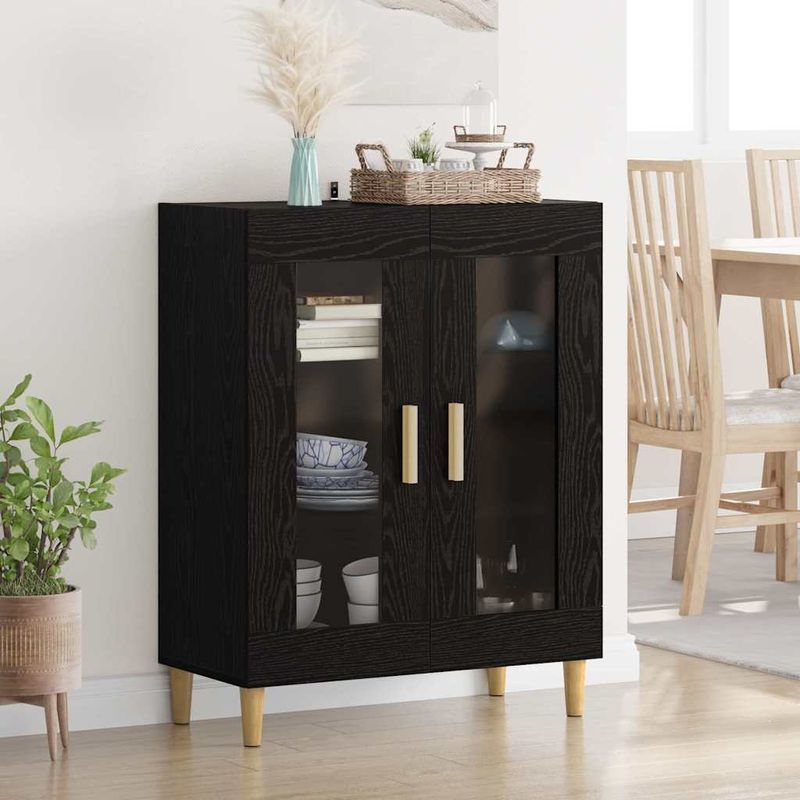 Casa si Gradina - Mobilier - Comode si corpuri - Comode - Bufet Stejar Negru 69,5 x 34 x 90 cm Lemn compozit - Infinity.ro