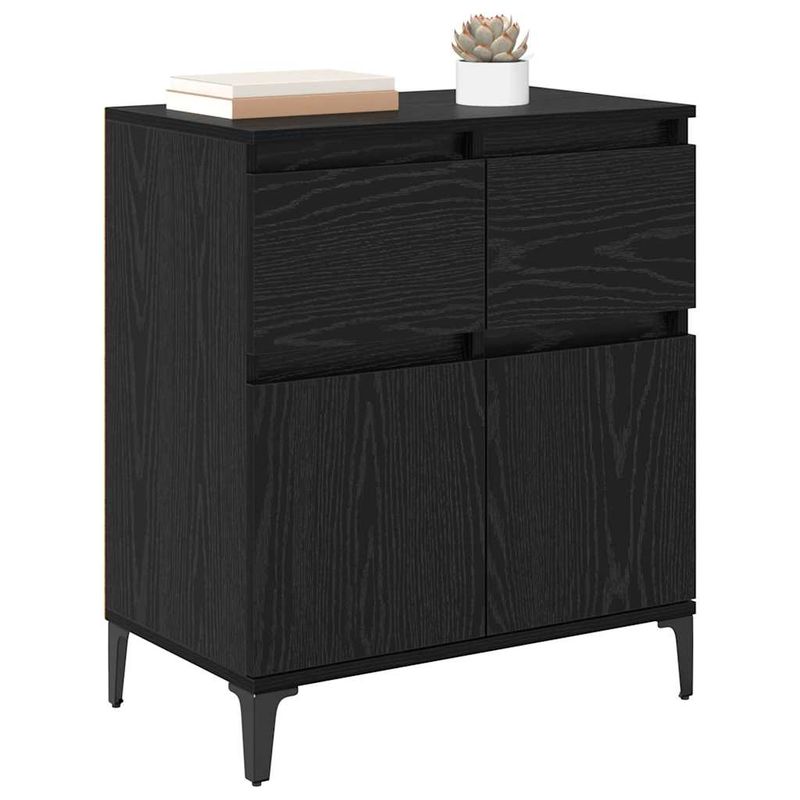 Casa si Gradina - Mobilier - Comode si corpuri - Comode - Bufet Stejar Negru 60 x 35 x 70 cm Lemn Ingineresc si Fier - Infinity.ro