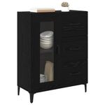 Casa si Gradina - Mobilier - Comode si corpuri - Comode - Bufet Stejar Negru 69,5 x 34 x 90 cm Lemn Ingineresc si Fier - Infinity.ro