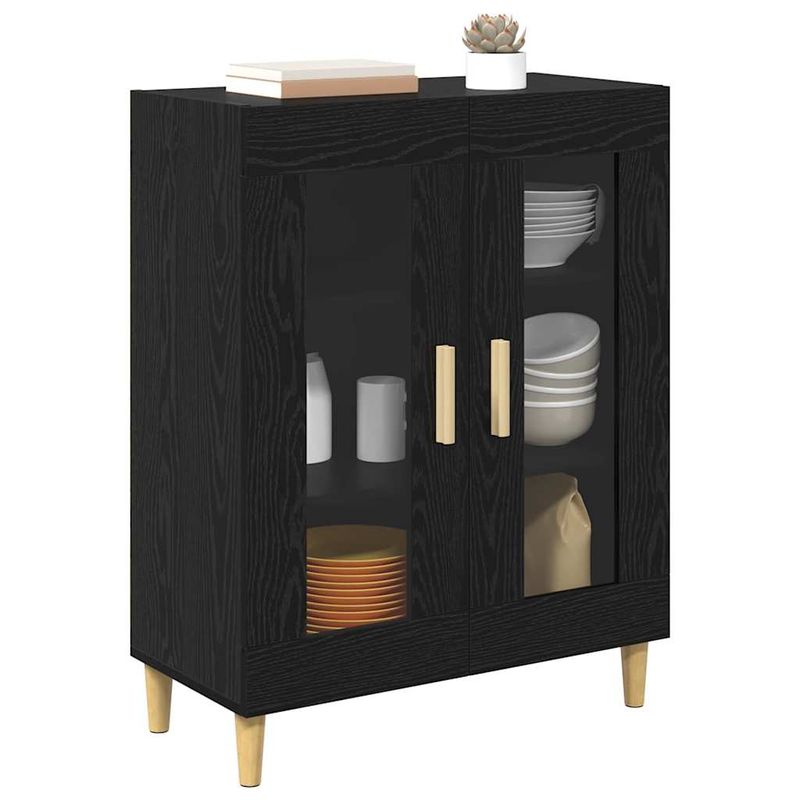 Casa si Gradina - Mobilier - Comode si corpuri - Comode - Bufet Stejar Negru 69,5 x 34 x 90 cm Lemn compozit - Infinity.ro