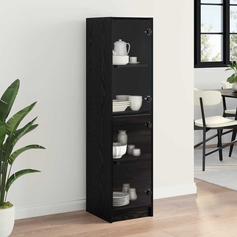 Casa si Gradina - Mobilier - Comode si corpuri - Comode - Bufet Stejar Negru 35 x 37 x 142 cm Lemn compozit - Infinity.ro