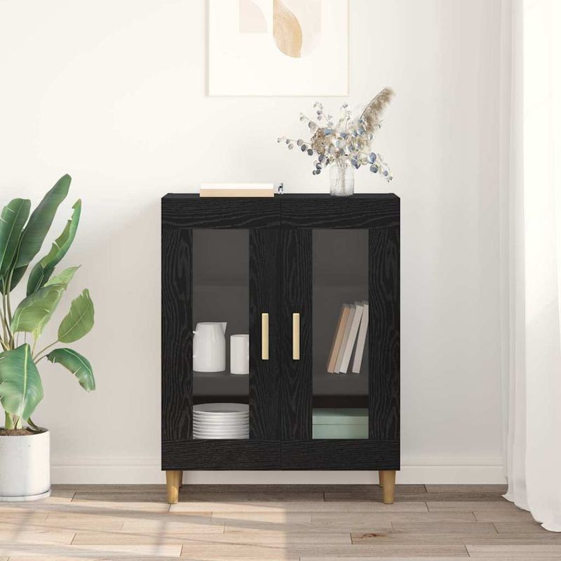 Casa si Gradina - Mobilier - Comode si corpuri - Comode - Bufet Stejar Negru 69,5 x 34 x 90 cm Lemn compozit - Infinity.ro