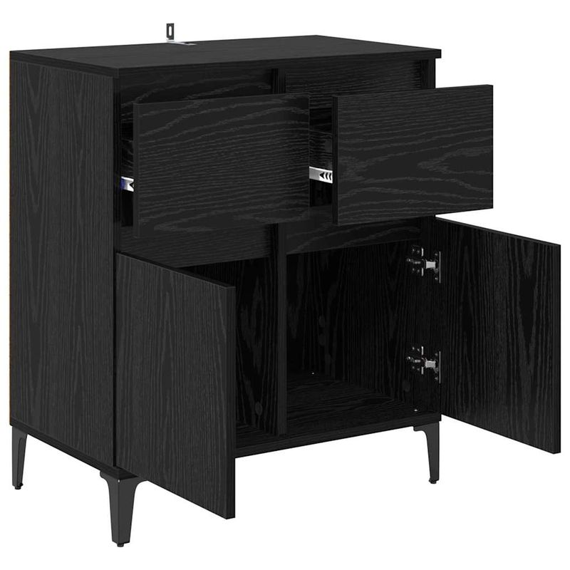 Casa si Gradina - Mobilier - Comode si corpuri - Comode - Bufet Stejar Negru 60 x 35 x 70 cm Lemn Ingineresc si Fier - Infinity.ro