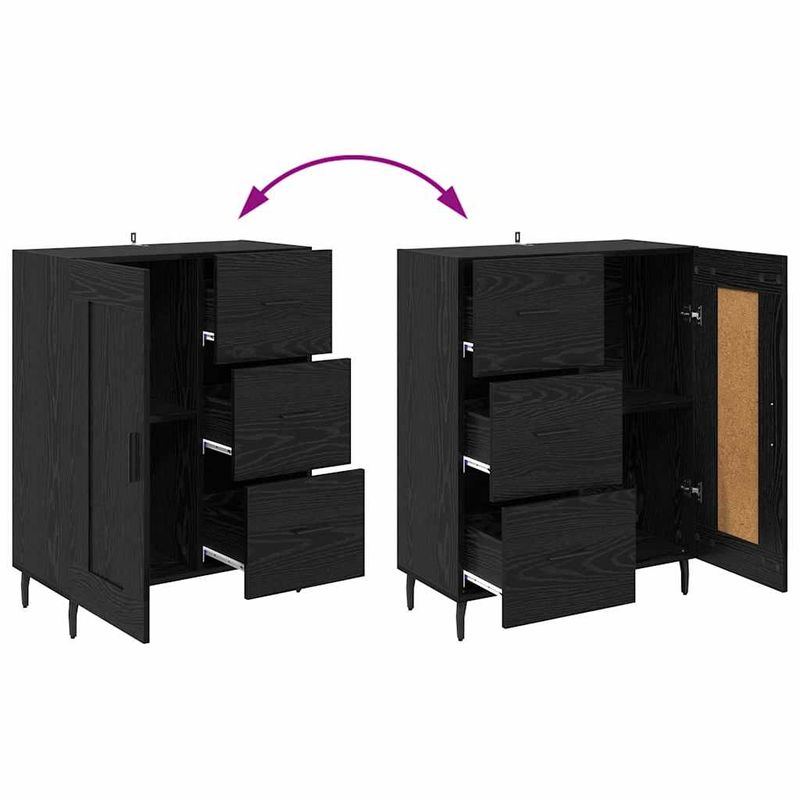 Casa si Gradina - Mobilier - Comode si corpuri - Comode - Bufet Stejar Negru 69,5 x 34 x 90 cm Lemn Ingineresc si Fier - Infinity.ro