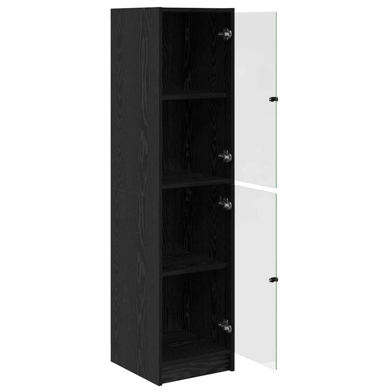 Casa si Gradina - Mobilier - Comode si corpuri - Comode - Bufet Stejar Negru 35 x 37 x 142 cm Lemn compozit - Infinity.ro