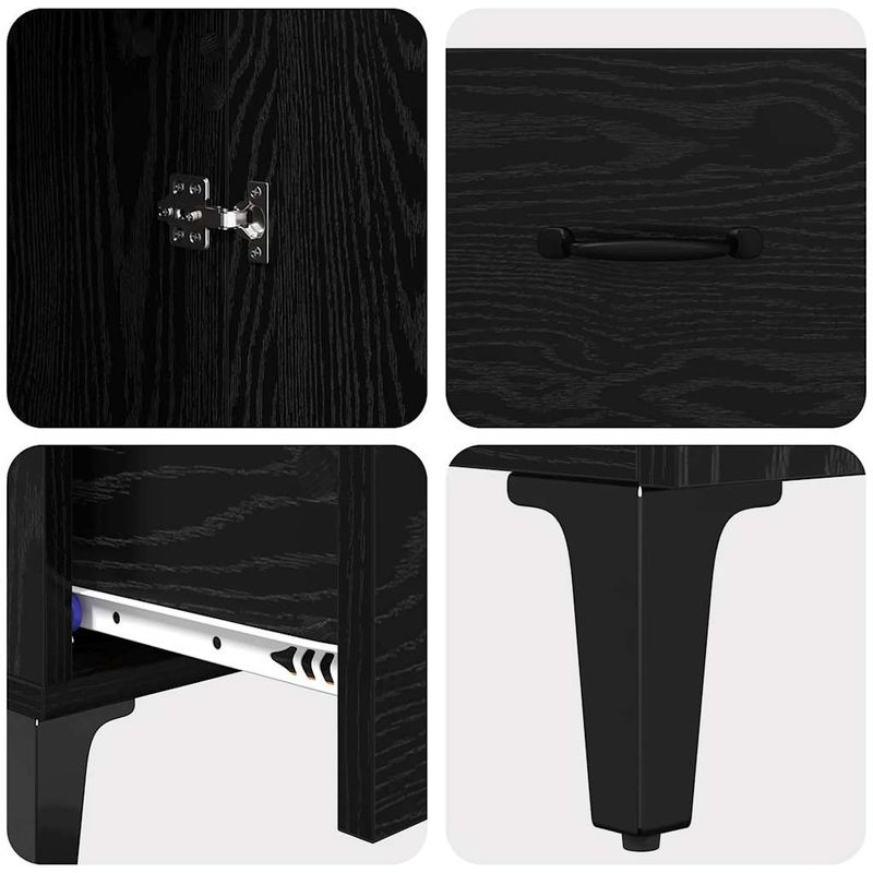 Casa si Gradina - Mobilier - Comode si corpuri - Corpuri bucatarie - Bufet Stejar Negru 70 x 31 x 115 cm Lemn Ingineresc si Fier - Infinity.ro