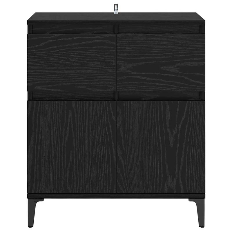 Casa si Gradina - Mobilier - Comode si corpuri - Comode - Bufet Stejar Negru 60 x 35 x 70 cm Lemn Ingineresc si Fier - Infinity.ro
