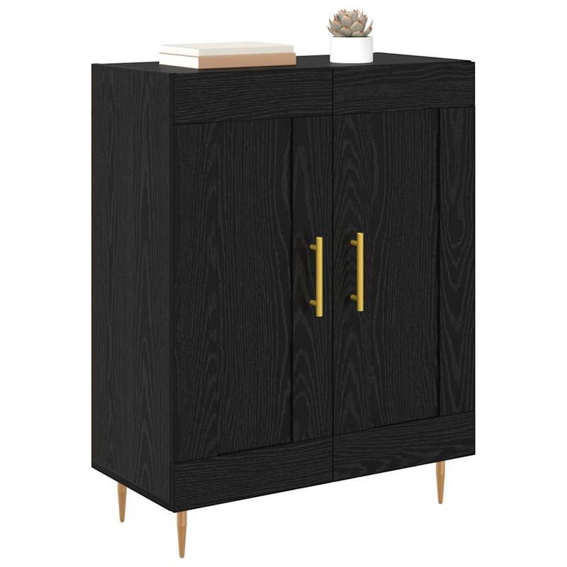 Casa si Gradina - Mobilier - Comode si corpuri - Comode - Bufet Stejar Negru 69,5 x 34 x 90 cm Lemn Ingineresc si Fier - Infinity.ro